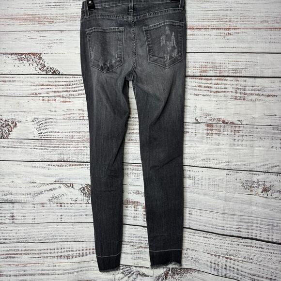 Kancan Mid-Rise Ankle Skinny Stretch Jean Black Distressed 26 - Picture 4 of 4
